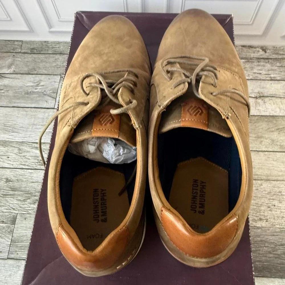 Johnston & Murphy Men's size 9W Mapes Brown Leather Oxford Shoes